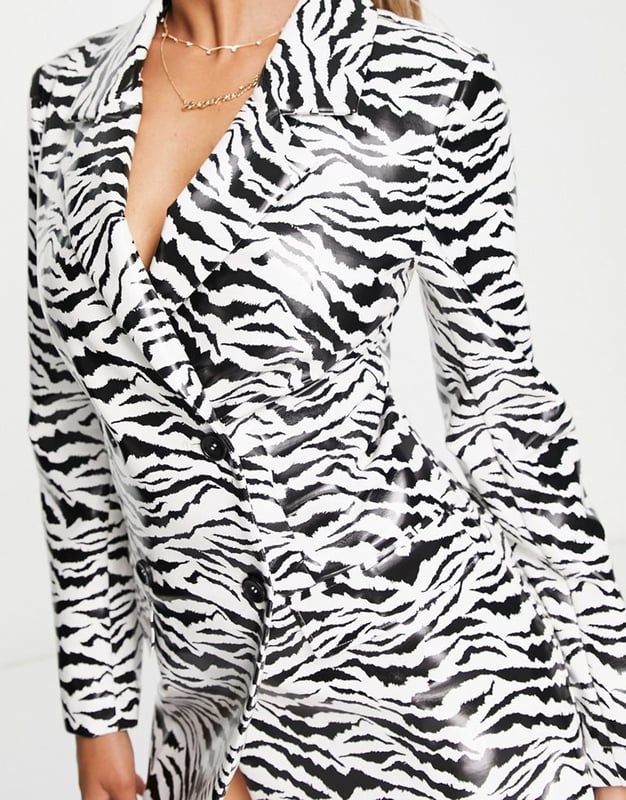 Zebra print blazer dress top
