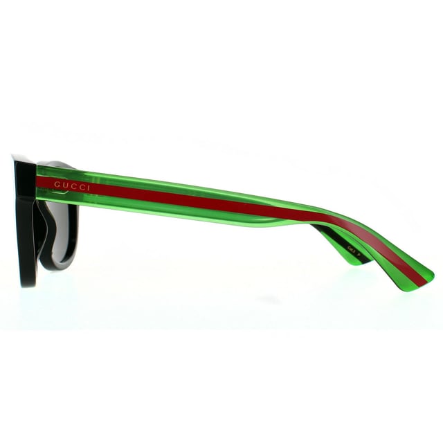 Gucci Rectangle Mens Black Green Grey Grey Sunglasses Gucci are a simple classy style with some versions featuring the Gucci striped colours down the arms of these classic D-frame sunglasses..