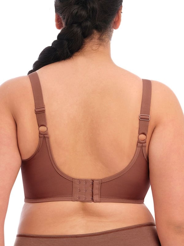 Elomi Smooth Underwired T-Shirt Bra in Sahara. Moulded with non-stretch tulle and narrow set back straps. Product is made of 40% Nylon/Polyamide, 24% Elastane, 36% Polyester and is hand-wash only.