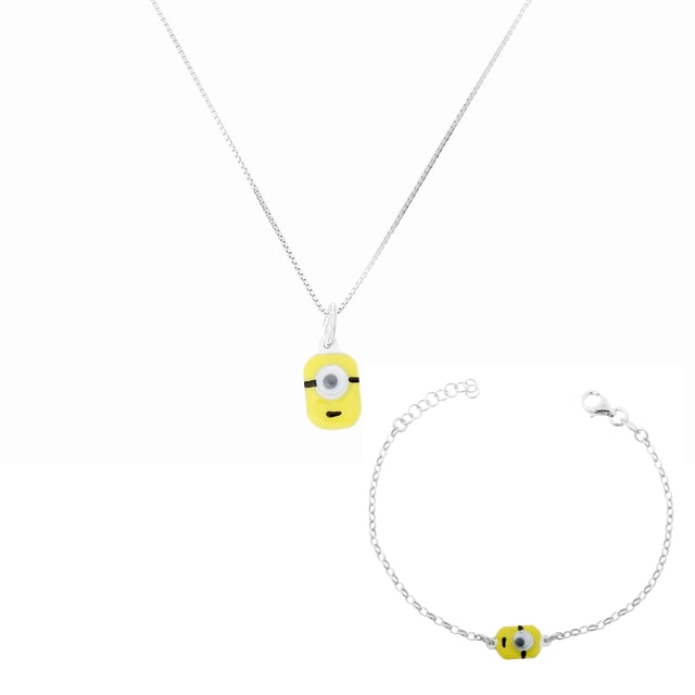 This Orphelia Set: Chain-Pendant + Bracelet in Silver is made of the highest quality allergy free 925 Sterling Silver. The Orphelia 'Minion' Child's 925 Sterling Silver Set: Chain-Pendant + Bracelet - Silver SET-7135/1 comes delivered in a beautiful gift box and has a two year warranty - the perfect gift to spoil yourself or a loved one.