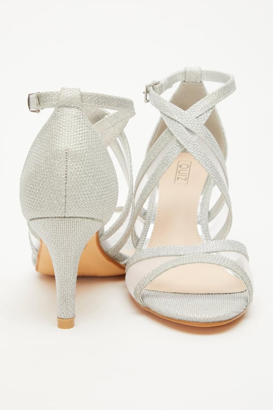 Silver shimmer sales cross strap sandals
