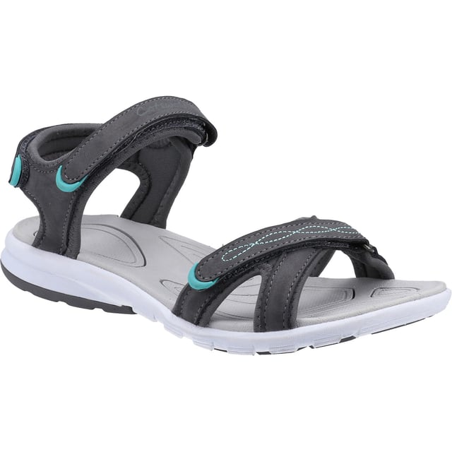 Women's summer walking leisure shoe from Cotswold. Whiteshill is crafted with lightweight recycled uppers, double touch fastening straps and for a secure fit. Lightweight recycled EVA footbed and sole