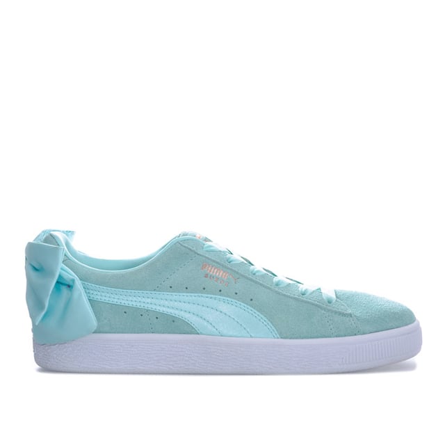 Women s Puma Suede Bow Trainers in aqua