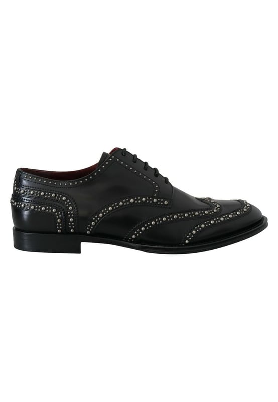 Dolce & Gabbana Men's Black Leather Derby Dress Studded Shoes Brand: DOLCE & GABBANA
Model: Lace up derby shoes
Color: Black with silver studs
Material: 100% Leather
Leather sole
Logo details
Made in Italy
Gender: Men
Material: 100% Leather