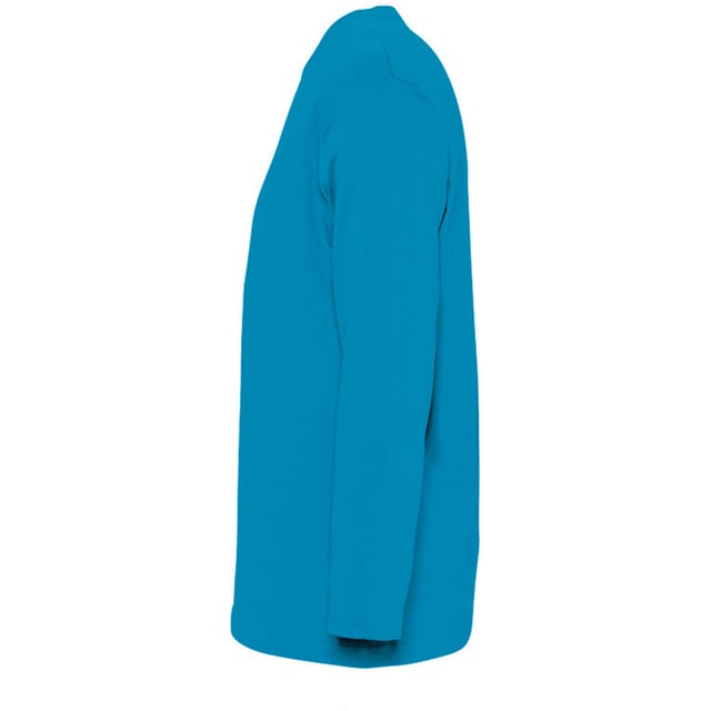 Geklebter Nacken. Gerippter Halsausschnitt. Schlauchförmiger Körper. Zwillingsnadel im Nacken, gesäumte Ärmel und Saum. Stoffgewicht: 150 g/m². Material: 100% ringgesponnene, halbgekämmte Baumwolle. Brustumfang (Passform): S(36/38), M(38/40), L(41/42), XL(43/44), XXL(45/47).