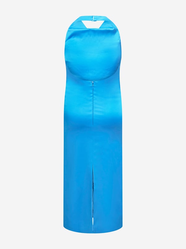 A special piece for special occasions, this girls blue halterneck dress from AY by Ayla is sure to turn heads. The longline silhouette boasts a sleek design which shines like tropical waters. Fun to wear and stylish to see, pair with dancing shoes for a party ready look. Halterneck Clasp Rear Zip Fastening Longline