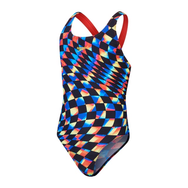 Girls Speedo Digital Allover Leaderback Swimsuit in black red.- Leaderback design.- Front Lined - provides added comfort and modesty on bright colours.- Digital print.- 100% Chlorine resistance - for long lasting performance.- Quick Dry.- 50% Recycled - one of the yarns is made from 100% post-consumer waste  such as recycled plastic bottles.- Fabric: ECO Endurance® +.- Fabric Composition: 53% Recycled Polyester - 47% PBT.- Ref: 81237716778Please note that returns will only be accepted if the hygiene label is still attached to the product.