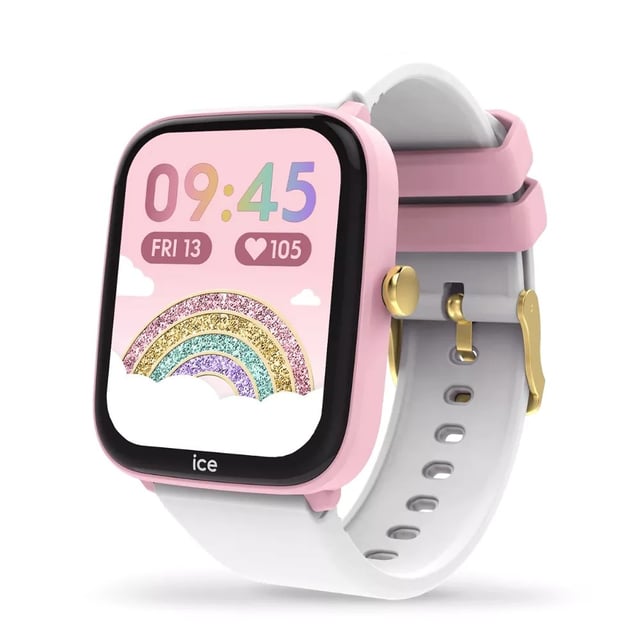 This Ice Watch Ice Smart Junior 3.0 - Pink - White Digital Watch for Girls is the perfect timepiece to wear or to gift. It's Pink  Rectangular case combined with the comfortable White Silicone watch band will ensure you enjoy this stunning timepiece without any compromise. Operated by a high quality Quartz movement and water resistant to 5 bars, your watch will keep ticking. Kids can wear the same watch as mom or dad with the ICE smart junior 3.0! Featuring a bright, powerful AMOLED display, this trend-setting connected watch is in keeping with the Ice-Watch brand DNA. This Smartwatch has a Calendar function: Day-Date as well as Bluetooth , Stop Watch , Timer , Heart rate monitor and Alarm High quality 20 cm length and 21 mm width White Silicone strap with a Buckle Case measurement: 35 X 41 mm,case thickness: 11 mm, case colour: Pink and dial colour: Multicolour