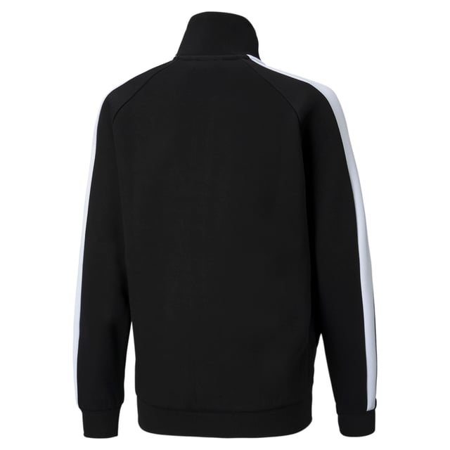 PRODUCT STORY Experience the power of a true icon. This T7 track jacket hails from the PUMA Archives, and is a faithful replica of the original – with wide T7 stripes, a stand-up collar and a chunky branded zip puller. FEATURES & BENEFITS: By buying cotton products from PUMA, you’re supporting more sustainable cotton farming. Contains Recycled Material: Made with recycled fibres. One of PUMA's answers to reduce its environmental impact.DETAILS: Regular fitFull-zip closure with stand-up collarSide pocketsRibbed cuffs and waistbandT7 panel inserts at sleevesPUMA Archive No. 1 Logo rubber print at left chestZip puller with PUMA Archive No. 1 LogoCotton and recycled polyester