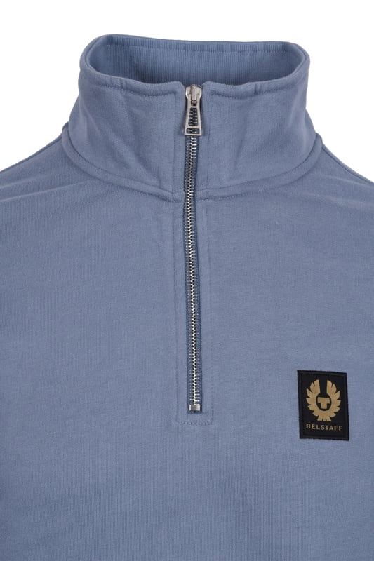 Belstaff Half Zip Knitwear Blue Flint
All cotton half zip sweat made from a loop back jersey. Soft, comfortable and so easy to style as a go-to layering piece.

100% Cotton
Half Zip
Branded patch to chest
Ribbed Trims
Style - 71130726