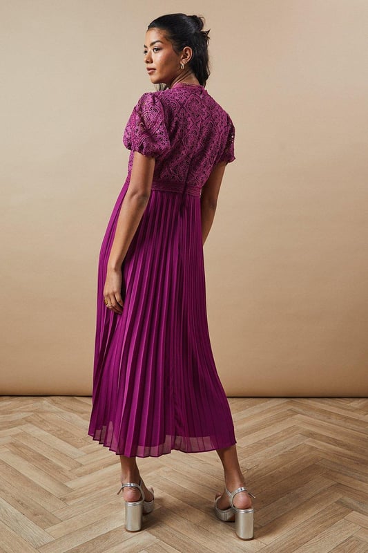 Pleated midi dress petite shop