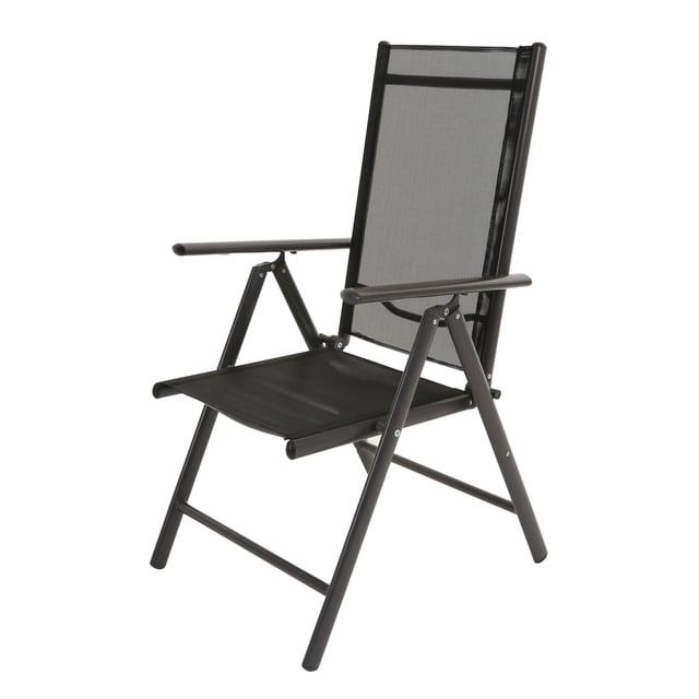 80% Aluminium, 20% Textilene. Contents: 1 Storage Bag. Arm Rests, Folding, Recliner, Tubular Frame. Fabric Technology: Lightweight.