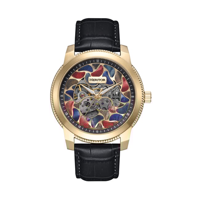 Stainless steel case, case size: 45.00mm, thickness 13.00mm, stainless steel case back with enamel color, Enamel dial, brass luminous hands, stainless steel with etching logo, genuine leather band with s.s buckle, with etching logo, band size:22.00mm to 20.00mm (buckle side), China auto Movement, 5 ATM water resistant.