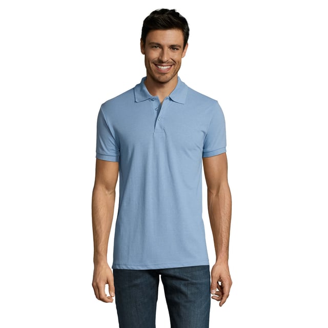 Taped neck. Reinforced shoulder seams. Three matching button placket. 1x1 rib knit collar and cuffs. Twin needle hem. Fabric weight: 200 gsm. Material: 65% Polyester 35% Ringspun Cotton. Chest (in): XS(35/36), S(36/38), M(38/40), L(41/42), XL(43/44), XXL(45/47), 3XL(47/49), 4XL(50/52), 5XL(53/55).