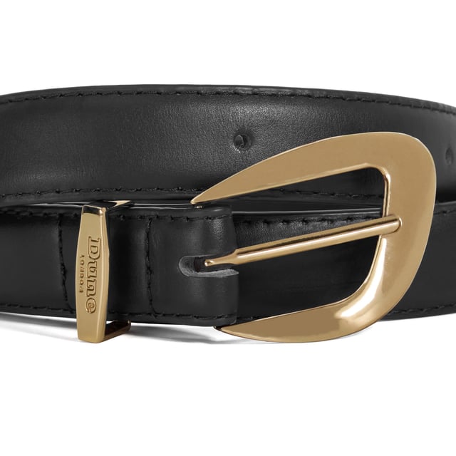 Revitalise your belt collection with Norla, this season's must-have leather accessory. Featuring an always-chic gold buckle and subtle Dune London branding, this versatile design can be teamed with dresses, skirts or tailored trousers. Norla is about to become an essential in your year-round wardrobe. Small/medium measures 70cm-88cm Medium/large measures 80cm-98cm