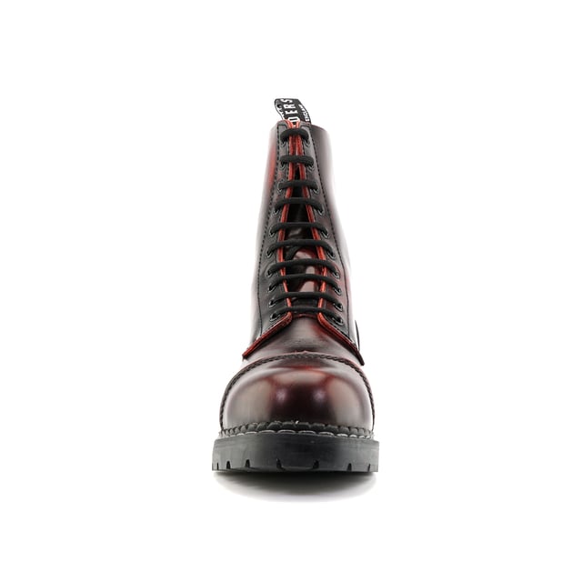 The Stag ACS, a celebrated staple of Grinders' original lineup, has maintained its status as a best seller with its 2015 update. This updated model features a 10-eyelet lace system for a secure fit and is reinforced with a steel toe cap certified to EN ISO 20345:2011 SB standards for enhanced safety. The boot's padded insole provides added comfort, while its durability is assured by a chunky, oil-resistant rubber sole that is Goodyear welted for long-lasting wear. Additionally, the Stag incorporates Grinders' Air Cushioned Soles (ACS) for superior comfort. A branded pull loop at the boot's opening ensures ease of wear and removal. 10 Eyelet Derby Boot, Steel Toe (Certified EN ISO 20345:2011 SB), Goodyear Welted, Grinders’ Air Cushioned Soles (ACS), Leather Uppers