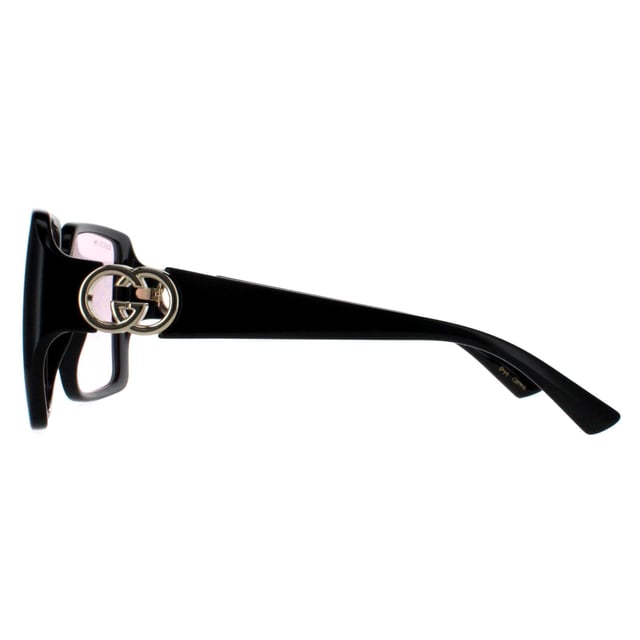 Gucci Square Womens Black with Gold Dusky Pink w Logo Mirror Photochromic GG1692S  Sunglasses feature a striking, oversized frame with a unique, softly contoured shape that enhances any look with a touch of glamour. Embellished with the iconic double-G logo on the temples, the GG1692S model proudly showcases the essence of Gucciâ€™s timeless style. The high quality lenses ensure exceptional UV protection, making them as practical as they are stylish. Available in a variety of refined colors, these sunglasses are the perfect choice for those who seek to combine bold elegance with modern fashion sensibilities.