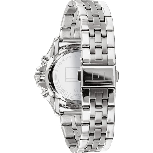 This Tommy Hilfiger Harper Multi Dial Watch for Women is the perfect timepiece to wear or to gift. It's Silver 38 mm Round case combined with the comfortable Silver Stainless steel will ensure you enjoy this stunning timepiece without any compromise. Operated by a high quality Quartz movement and water resistant to 3 bars, your watch will keep ticking. This Elegant and practical watch is perfect for all occasions.  It’s a great gift for your relatives and friends - The watch has a Calendar function: Day-Date, Luminous Hands, 24-hour Display High quality 19 cm length and 17 mm width Silver Stainless steel strap with a Fold over with push button clasp Case diameter: 38 mm,case thickness: 8 mm, case colour: Silver and dial colour: Silver