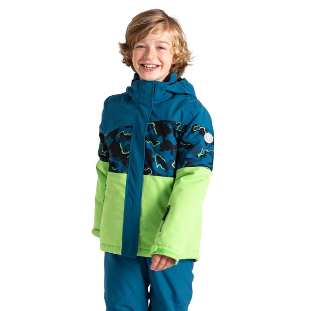 Lining: Polyester. Fabric: Stretch. Design: Camouflage, Colour Block, Logo. Fabric Technology: ARED 30/30, Breathable, Durable, Insulating, PFC Free, PFOA Free, PFOS Free, Showerproof, Stretch, Water Repellent, Waterproof. Cuff: Adjustable, Touch Fastening Tab. Neckline: Hooded. Sleeve-Type: Long-Sleeved. Padded, Scrim Back Panel, Sleeve Patch, Snowskirt, Taped Seams. Hood Features: Elasticated, Foldable, Grown On Hood. Pockets: 2 Side Pockets, 1 Sleeve Pocket, Zip, Stow Pocket, Ski Pass Pocket. Fastening: Full Zip, Stormflap. Please Note: Shockcord Hem Age 7+. Sustainability: Made from Recycled Materials. 13 Years: 32 in. 5-6 Years: 24 in. 9-10 Years: 28.5 in. 11-12 Years: 31 in. 7-8 Years: 26 in. 3-4 Years: 22.5 in.