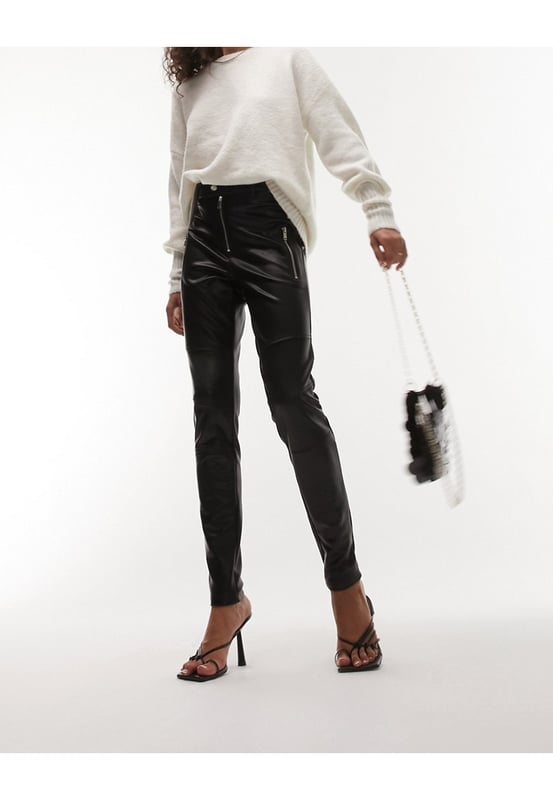Topshop faux leather trousers sales