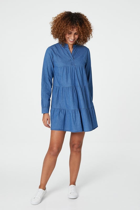 white christmas dresses Demi Denim Smocked Dress – Urban Nomad Boutique