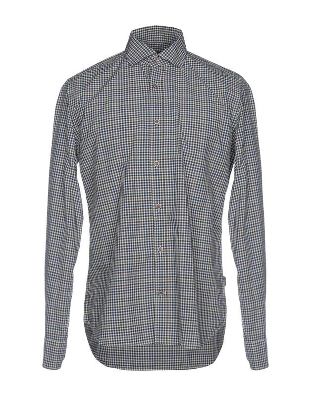 plain weave, no appliqués, checked, front closure, button closing, long sleeves, buttoned cuffs, classic neckline, no pockets