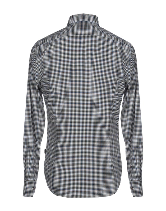 plain weave, no appliqués, checked, front closure, button closing, long sleeves, buttoned cuffs, classic neckline, no pockets