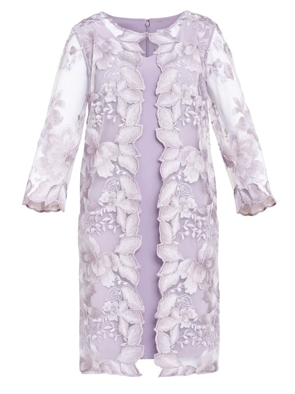 Savoy Embroidered Lace Mock Jacket With Jersey Dress