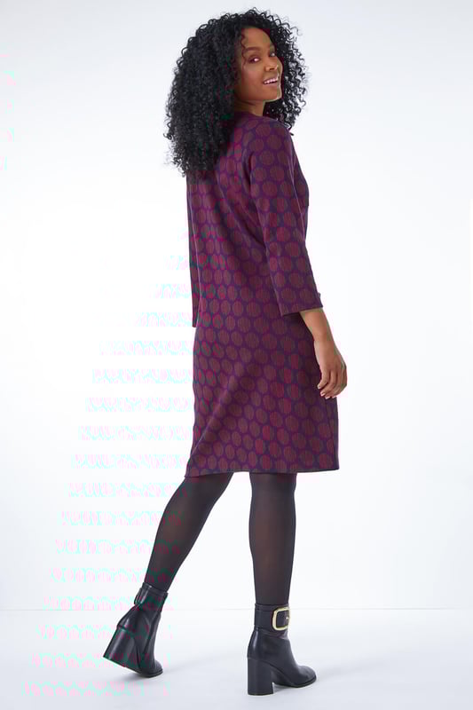 Petite Notch Neck Jacquard Dress