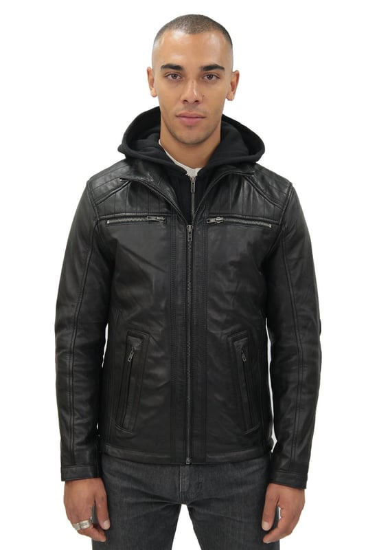 Echt gewassen leren retro vintage distressed jack zwart met afslijting voor heren: online kopen