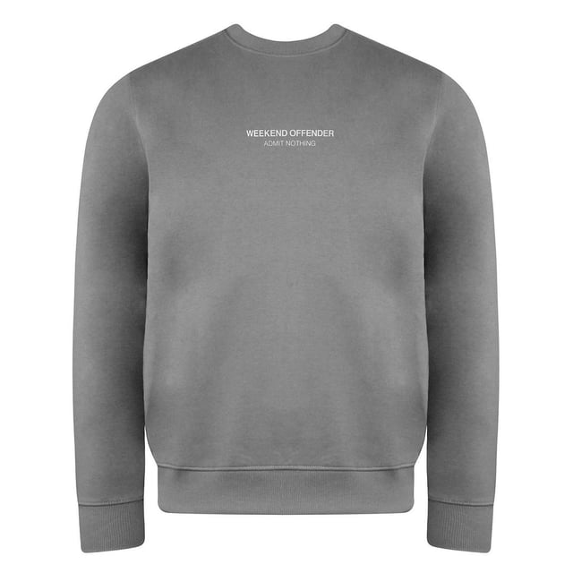 Sweaters de para hombres de la tripulación de la manga larga de la manga larga del fin de semana Wossw540 Mid Grey/White