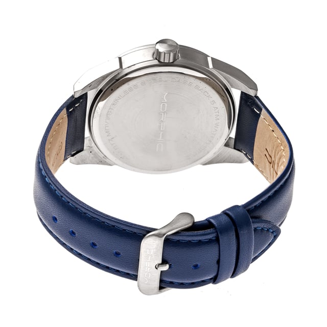 316L Surgical-Quality Stainless Steel Case, Precision Japanese Quartz Movement, Non-Glare Scratch-Resistant Mineral Crystal, Genuine Padded Leather Strap, Logo-Engraved Stainless Steel Clasp, Date Indicator, 44mm Case Diameter, 5ATM Water Resistance.