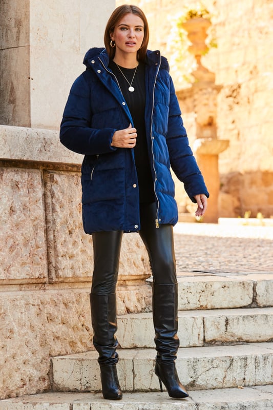 Padded velvet coat new arrivals