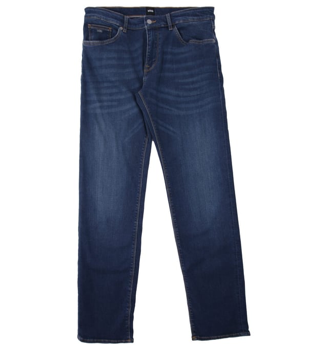 Refresh your jeans collection with premium jeans from BOSS. The Maine jeans boast a classic five-pocket design with a regular-fit cut for a regular rise and straight leg. Crafted from comfortable stretch denim made up of a sustainable blend of lyocell, cotton and recycled fibres, that offers increased elasticity and shape retention. This particular edition is in an adaptable dark blue with subtle used effects for a versatile pair of jeans, perfect for a variety of looks.Lyocell - A fibre extracted from natural raw wood material and sourced from responsibly managed forests, weaved with cotton to improve breathability, softness and durability.Regular Fit, Sustainable Stretch Denim, Five Pocket Design, Belt Looped Waist, Zip Fly Fastening, Subtle Used Effects, BOSS Branding.