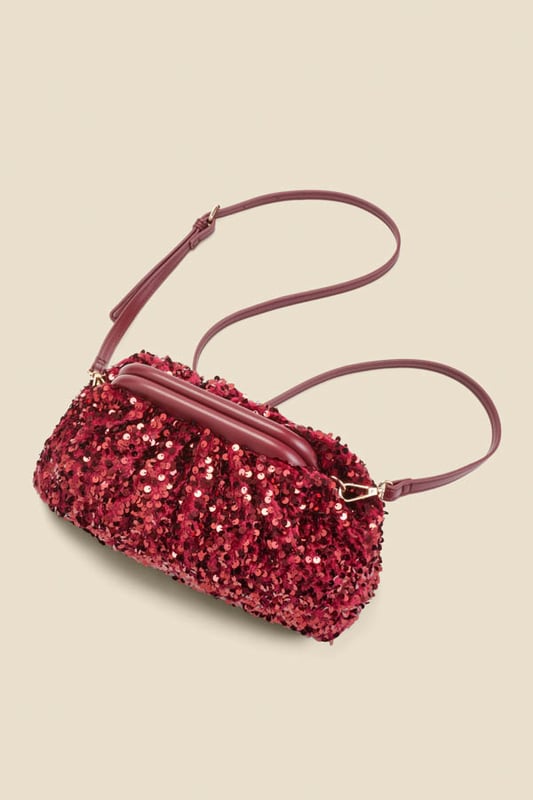 Red sequin clutch bag store
