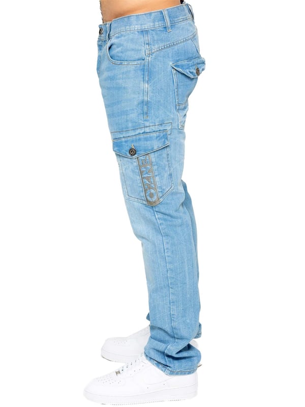 Experience timeless appeal with Enzo Mens Straight Leg Designer Jeans. Made from durable cotton blend denim, offering style and functionality with multiple pockets for all your essentials. Flattering fit for all body shapes with button fly, branded stitching, and PU waist tag for added sophistication. Versatile for any occasion with branded buttons, rivets, and embroidered Enzo logo on back pocket. Must-have for your wardrobe! 30L is Short Leg, 32L is Regular Leg, 34L is Long Leg