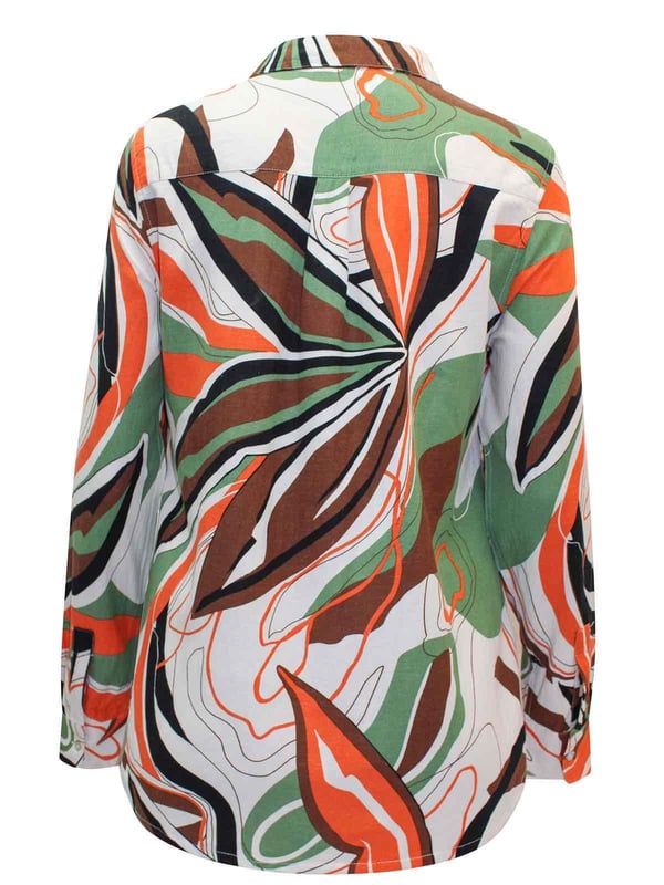 This dipped back shirt comes in this gorgeous vibrant print. Crafted from a linen blend fabric with a collared neckline, butotn fastening, long sleeves and a dipped back. Length 26in at front and 29in at back.

Structured Linen Blend Fabric
50% Viscose 35% Cotton 15% Linen
Collared
26" Shoulder to Hem, (29" at back)
Long Sleeve
Sizing: As expected 
Fit: Regular