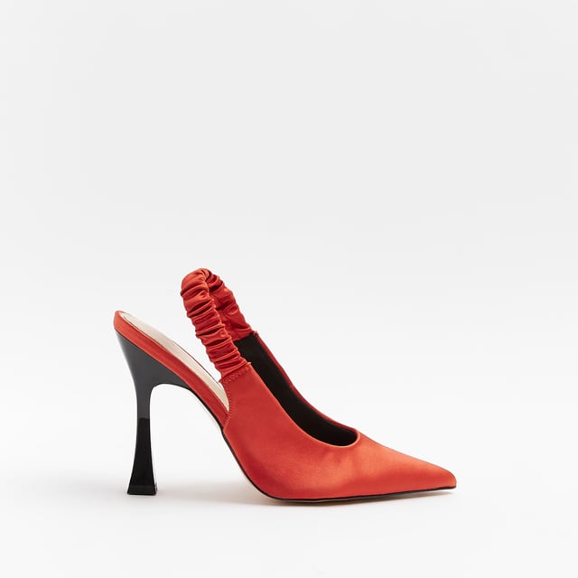 River Island Womens Court Shoes Rust Ruched Heeled