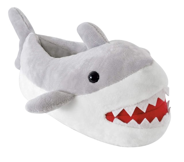 Pantuflas de tiburón para niños - Suela de lunares - Gris y blanco - 4 tallas disponibles - Bonitas y suaves - Cálidas y acogedoras - Diseños en 3D - Microsuede - Antideslizantes - Divertido regalo de Navidad - Acolchadas - Lavables a máquina