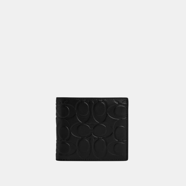 Coin Wallet in Signature Embossed Leather, Four credit card slots
 Full-length bill compartment
 Snap coin pocket,  Length: 11.00 cm,  Width: 2.00 cm,  Height: 9.50 cm