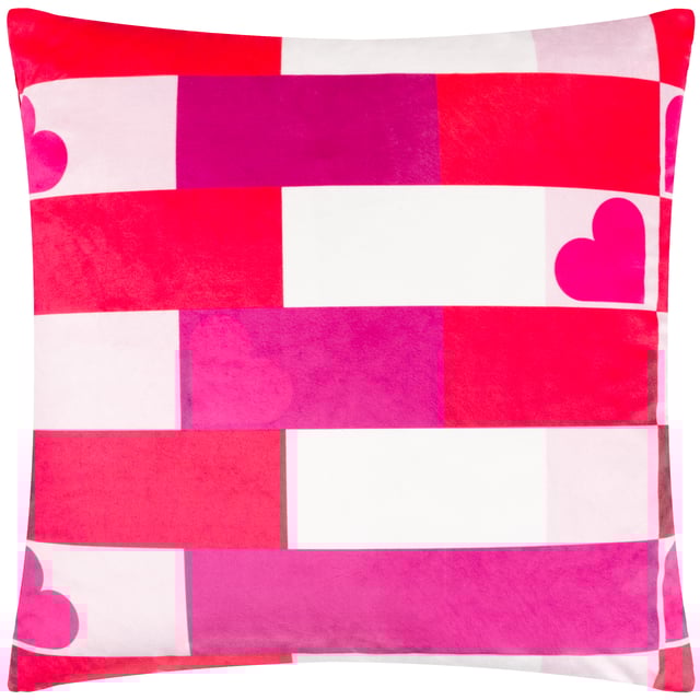 Dopamine Decor is an interior design and furniture collection designed to make you happy! Place this cushion on your sofa to make it stand out with its eye-catching design of interlocking stripe and heart patterns in bright, trendy tones, which fuse together to produce an explosion of vibrant colour. The perfect way to inject some personality into your living space.