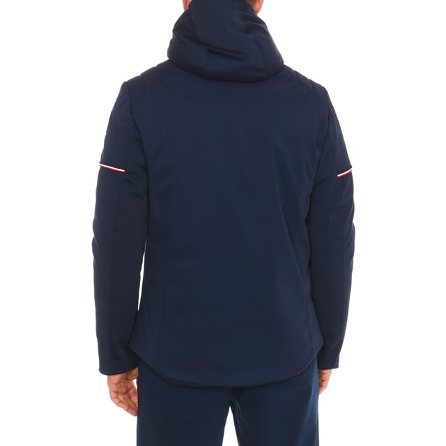 Waterproof jacket Vuarnet.
 Adjustable hood.
 Front zipper opening.
 One zipper pocket on the sleeve.
 Two zippered hand pockets
 Two internal zipper pockets.
 Brand logo on one sleeve.
 Composition: 82% Polyamide, 18% Elastane
 Care:
Wash at maximum temperature 30º.
 Iron at low temperature.
 Do not use dryer.
 Do not use bleach.
 Do not dry clean.