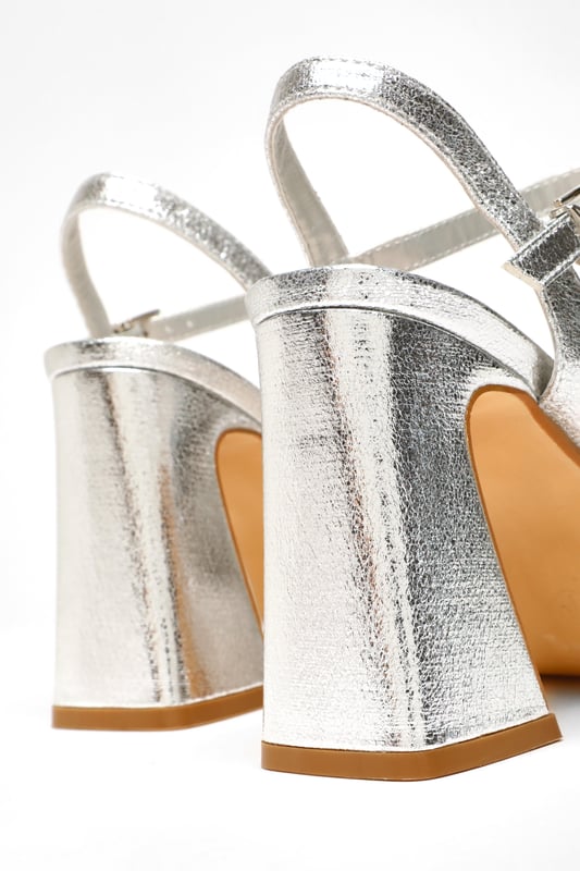 Silver diamante platform heels clearance