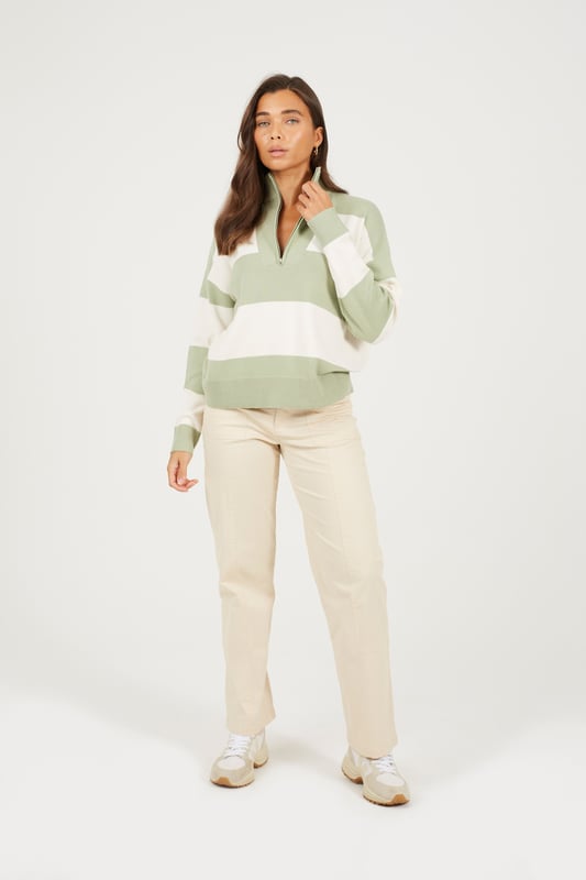 Stay cosy this season with this striped half zip jumper from Brave Soul. This comfy yet stylish design features a high neck with half zip fastening, all over chunky striped pattern and ribbed collar, cuffs and hem. Throw on over any casual outfit to complete the look. Model wears UK size S.