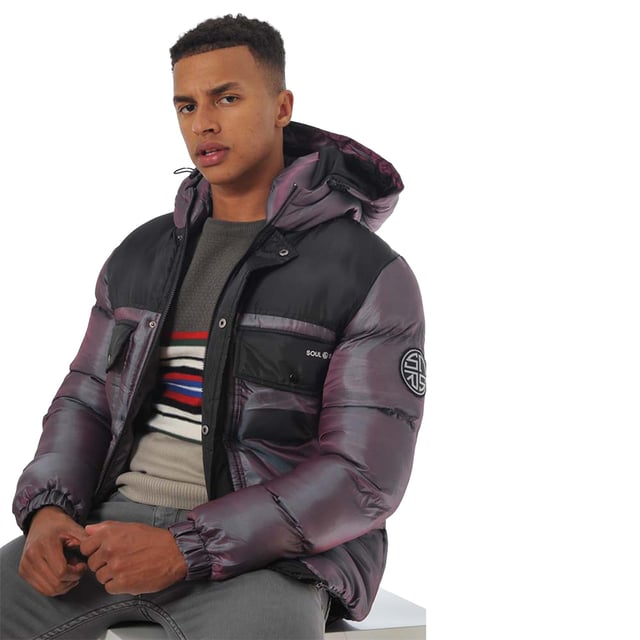 The Men's Soul Star Puffer Jacket is warm, cosy, and modern; it has everything. It is such a jacket that comes in a padded quilted style, so it preserves the best insulation to keep you warm during cool months. While such a hooded style gives more protection from wind and rain, hence outdoor activities can comfortably be taken with this jacket while doing regular outdoor activities. The full-zip fastening and handy front pockets complete the practicality of this jacket, making it one for every occasion.