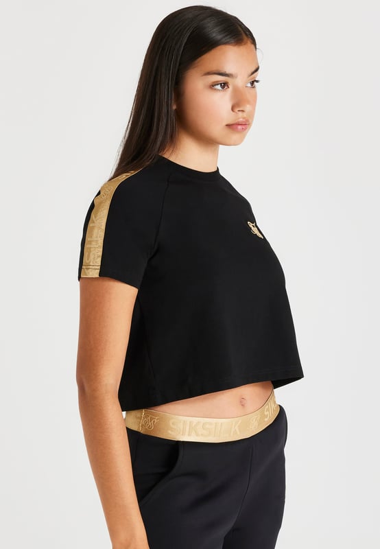 inchSikSilk Metallic Taped Raglan Tee  BlackTShirt95% Cotton 5% Elastane inch
