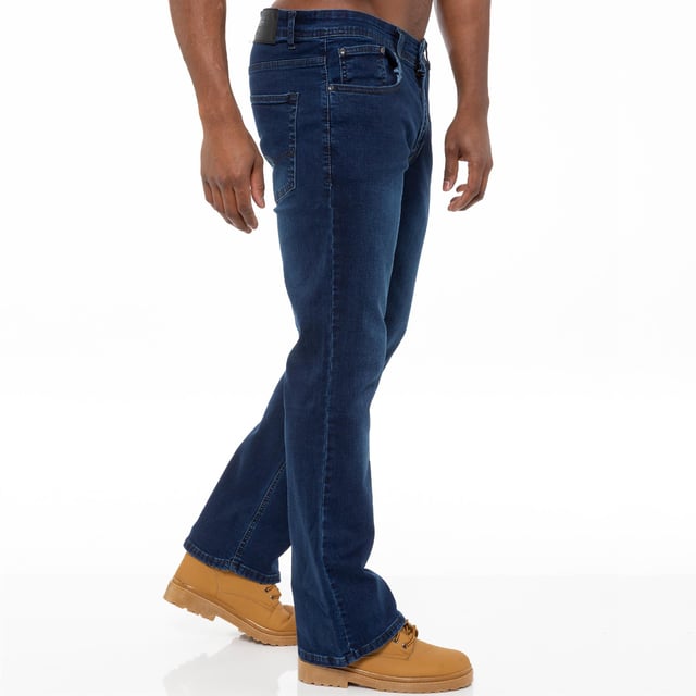 Enzo Mens Bootcut Stretch Denim Jeans
