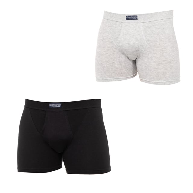 Pack-2 Boxers from the Ocean brand of Abanderados.
 Elastic rubber waistband, with engraved name.
 Stretch cotton fabric.
 Breathable and soft fabric.
 With opening.
 Anatomical front, with the ability to hold without squeezing.
 Seams seen in tone.
 Composition: 93% Cotton, 7% Elastane
 Care:
Wash at max temperature 30º.
 - Do not use bleach.
 - Do not use dryer.
 - Do not iron.
 - Do not dry clean.