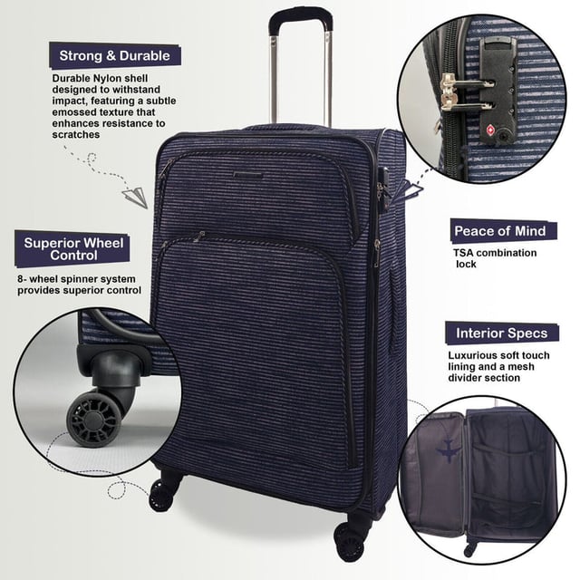 Embárcate en una aventura tropical con nuestra exquisita bolsa de cabina Presentamos la colección de viajes tropicales, una fusión de funcionalidad y estilo diseñada para el explorador moderno Estampado tropical llamativo: sumérgete en el encanto del paraíso con un estampado vívido Tamaño de cabina compacto: cumple con los requisitos de las aerolíneas para un embarque sin complicaciones, con un interior espacioso y maniobrable con un asa resistente y ruedas de 360 ​​grados. Suaves ruedas giratorias duales de 8 ruedas de 360 ​​grados para una movilidad sin esfuerzo Cerradura segura integrada de 3 dígitos aprobada por la TSA para mayor seguridad. Fabricada con material de nailon Jacquard 900D ultrarresistente para mayor durabilidad. Asa telescópica autoblocante y cierre con cremallera para un uso fácil. Disfrute de la combinación perfecta de practicidad y estética con nuestra colección de viajes tropicales, su pasaporte a un viaje perfecto y con estilo. Maleta de cabina de 18 pulgadas - Tamaño 55 x 37 x 20 cm Peso: 2,45 kg Capacidad: 31 litros