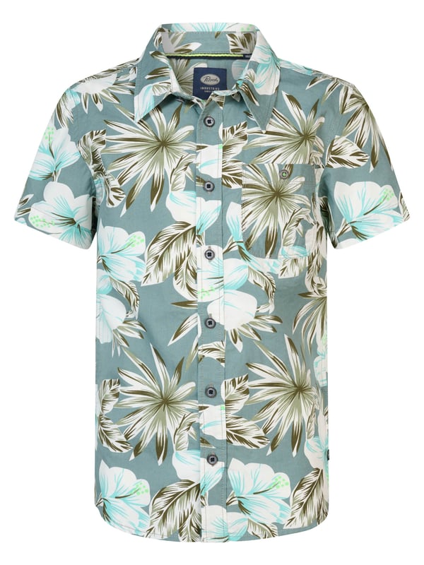 Kurzarm-Hemd mit botanischem Allover-Print, Brusttasche, klassischem Kragen und Knopfleiste. Das Hemd ist in verschiedenen Farben erhältlich und hat eine normale Passform. Du schwankst zwischen zwei Größen? Nimm die größere Größe! Kurzarm-HemdNormale PassformKlassischer KragenBotanischer Allover-PrintBrusttasche55 % Baumwolle, 45 % LyocellDas Model ist 153 cm groß und trägt Größe 152.